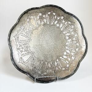 Vintage Estate English Sheffield Silver Plate Pierced Reticulated 10 Round Plate